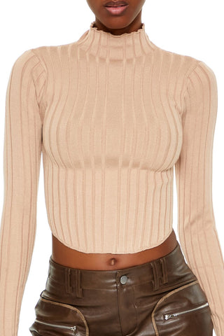 Ribbed Lettuce-Edge Crop Top