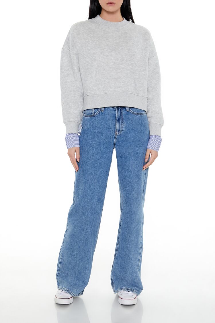  Forever 21 Striped Colorblock Combo Pullover - heather grey multi - Bonton