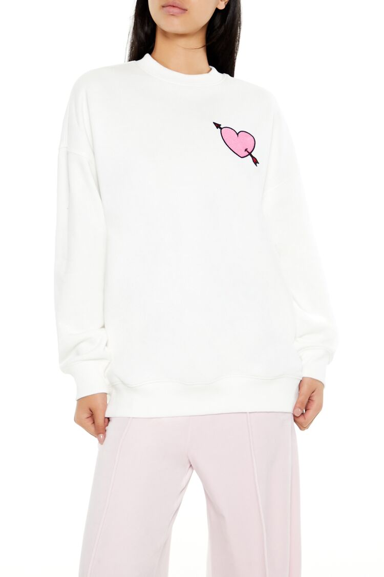  Forever 21 Cupid Playing For Keeps Pullover - white multi - Bonton