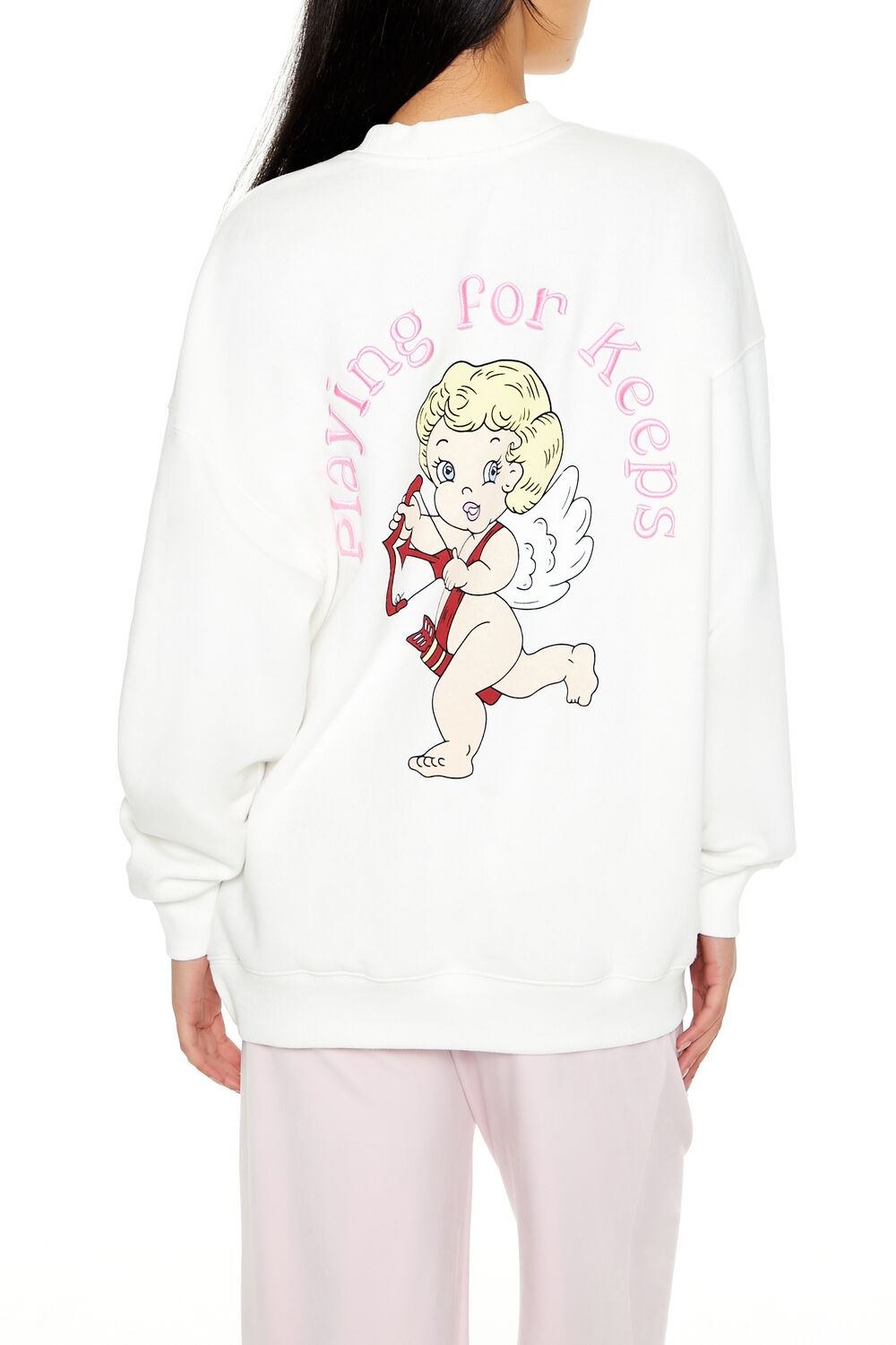  Forever 21 Cupid Playing For Keeps Pullover - white multi - Bonton