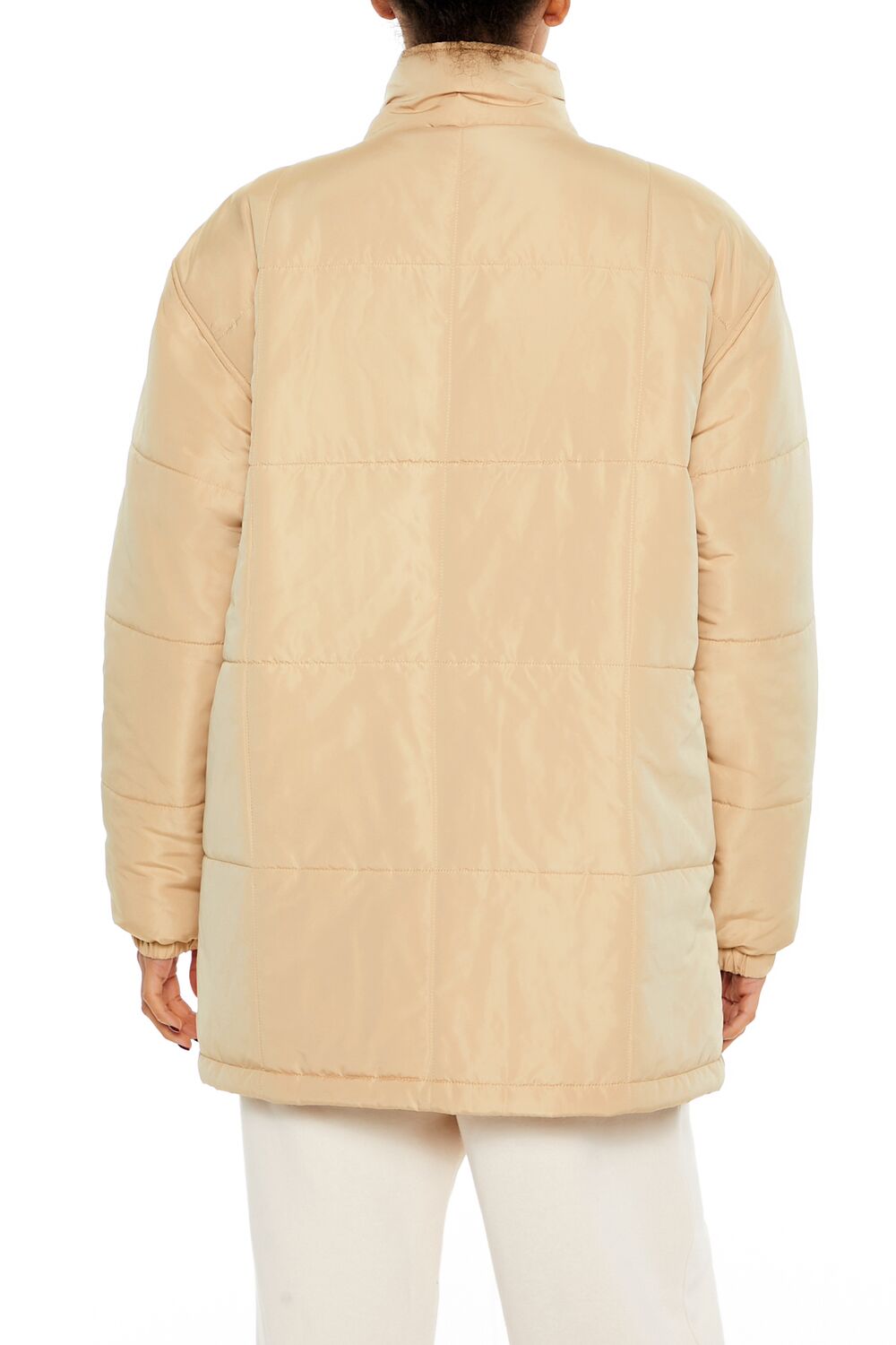  Forever 21 Quilted Longline Puffer Jacket - desert-sand-swatch - Bonton