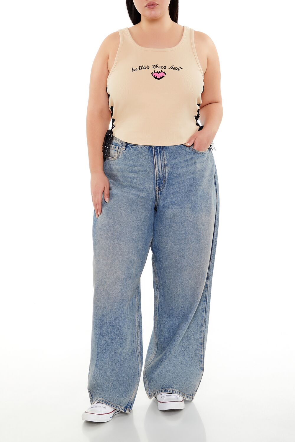  Forever 21 Plus Size Hotter Than Hell Tank Top - tan multi - Bonton