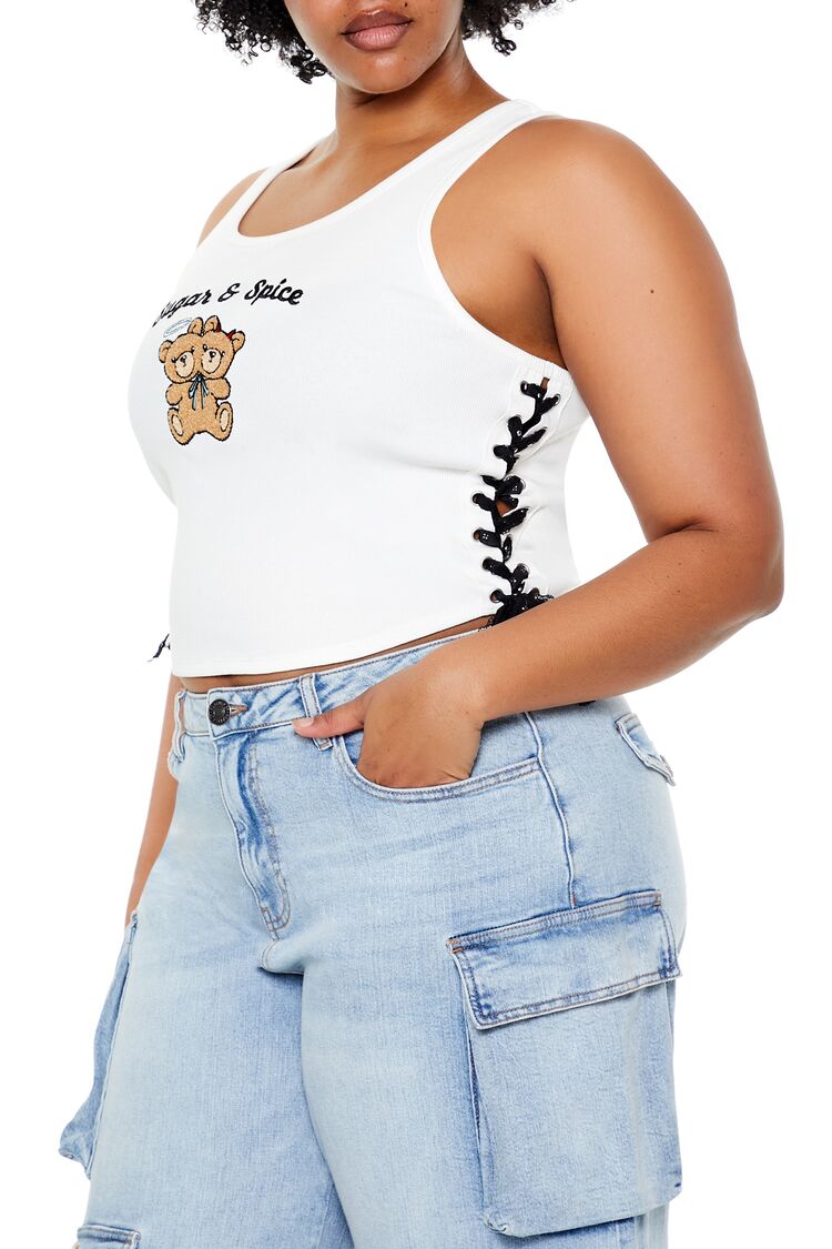  Forever 21 Plus Size Sugar & Spice Tank Top - white multi - Bonton