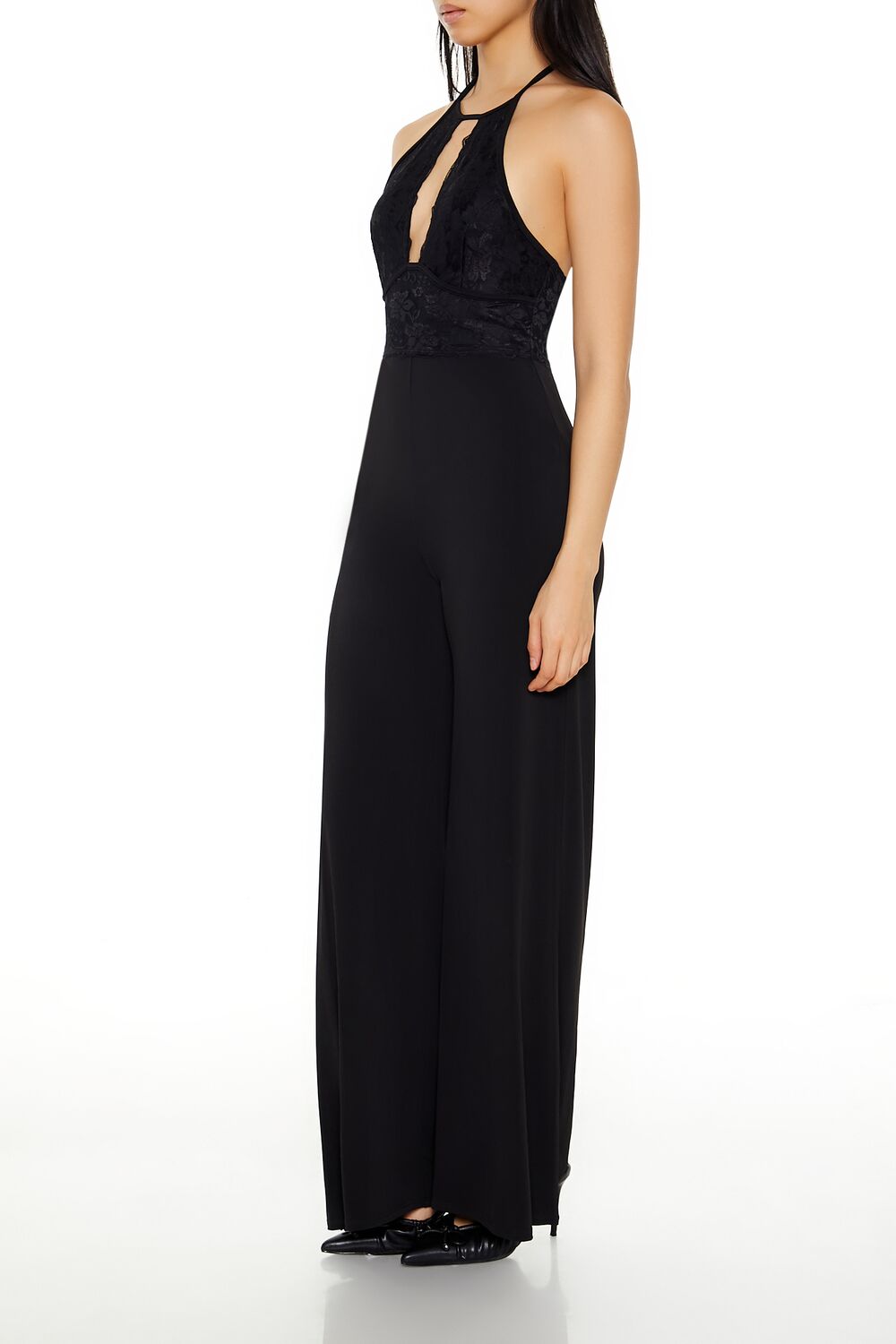  Forever 21 Lace Halter Wide-Leg Jumpsuit - black - Bonton
