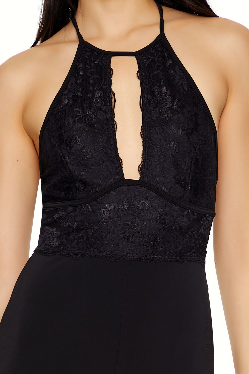  Forever 21 Lace Halter Wide-Leg Jumpsuit - black - Bonton