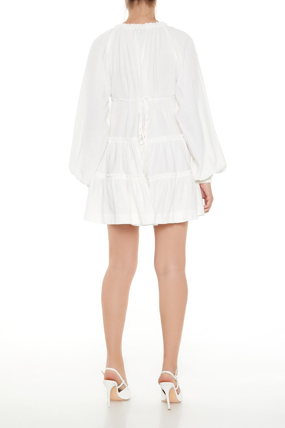  Forever 21 Peasant-Sleeve Mini Dress - vanilla - Bonton