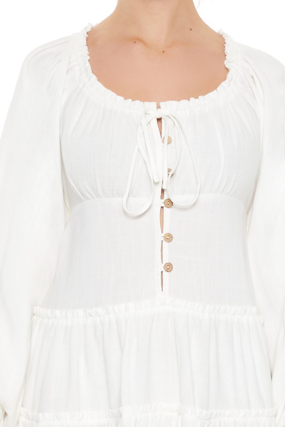  Forever 21 Peasant-Sleeve Mini Dress - vanilla - Bonton