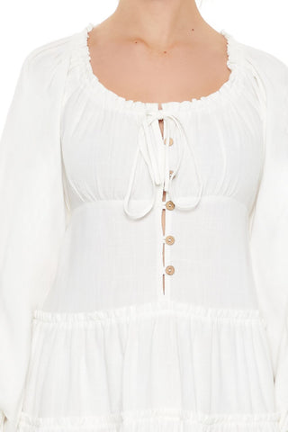 Peasant-Sleeve Mini Dress