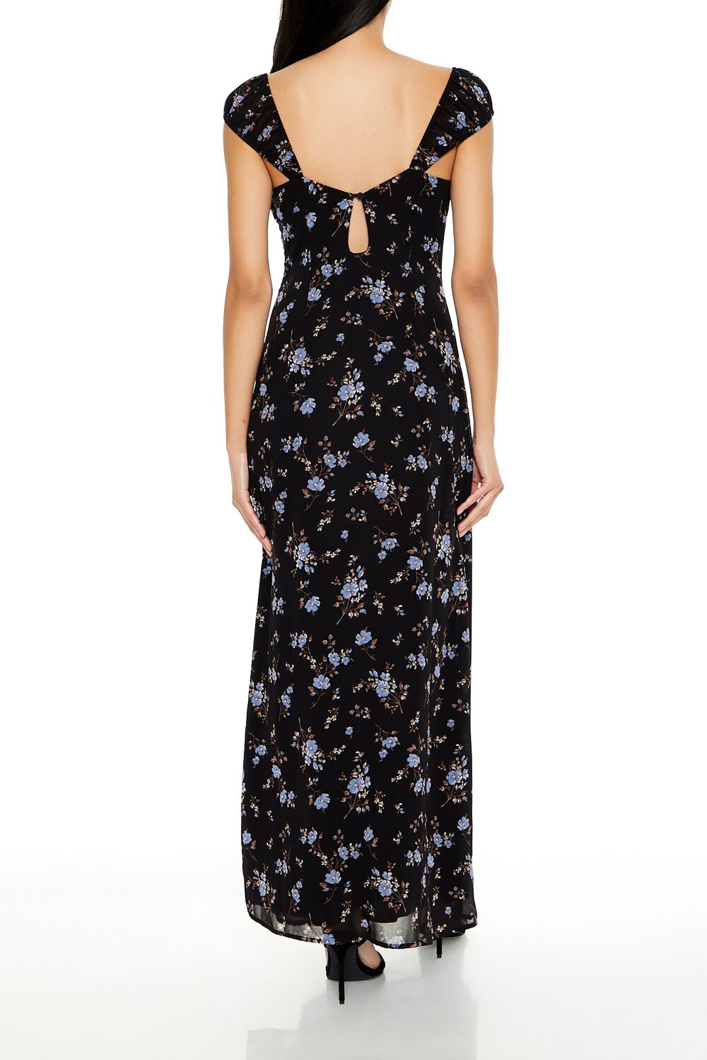  Forever 21 Floral Sweetheart Maxi Dress - black-multi - Bonton