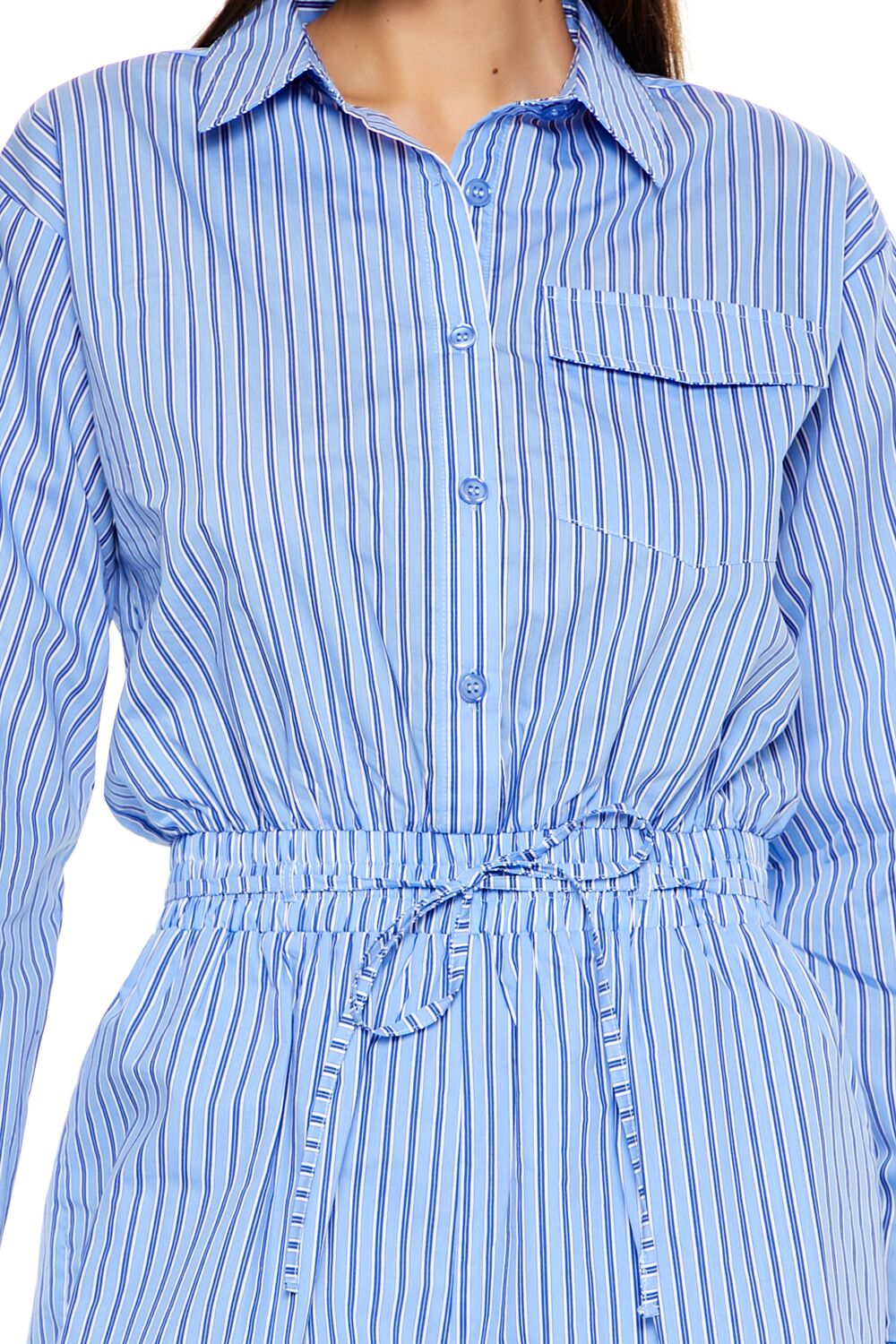  Forever 21 Striped Shirt Romper - white-multi - Bonton
