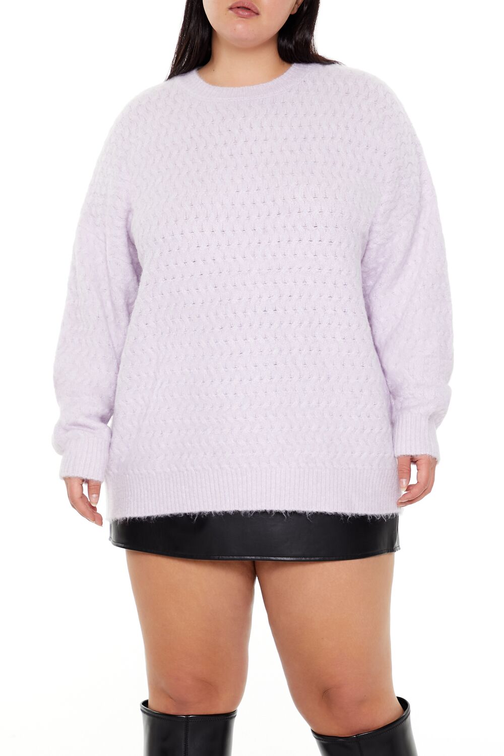  Forever 21 Plus Size Textured Drop-Sleeve Sweater - petal pink - Bonton
