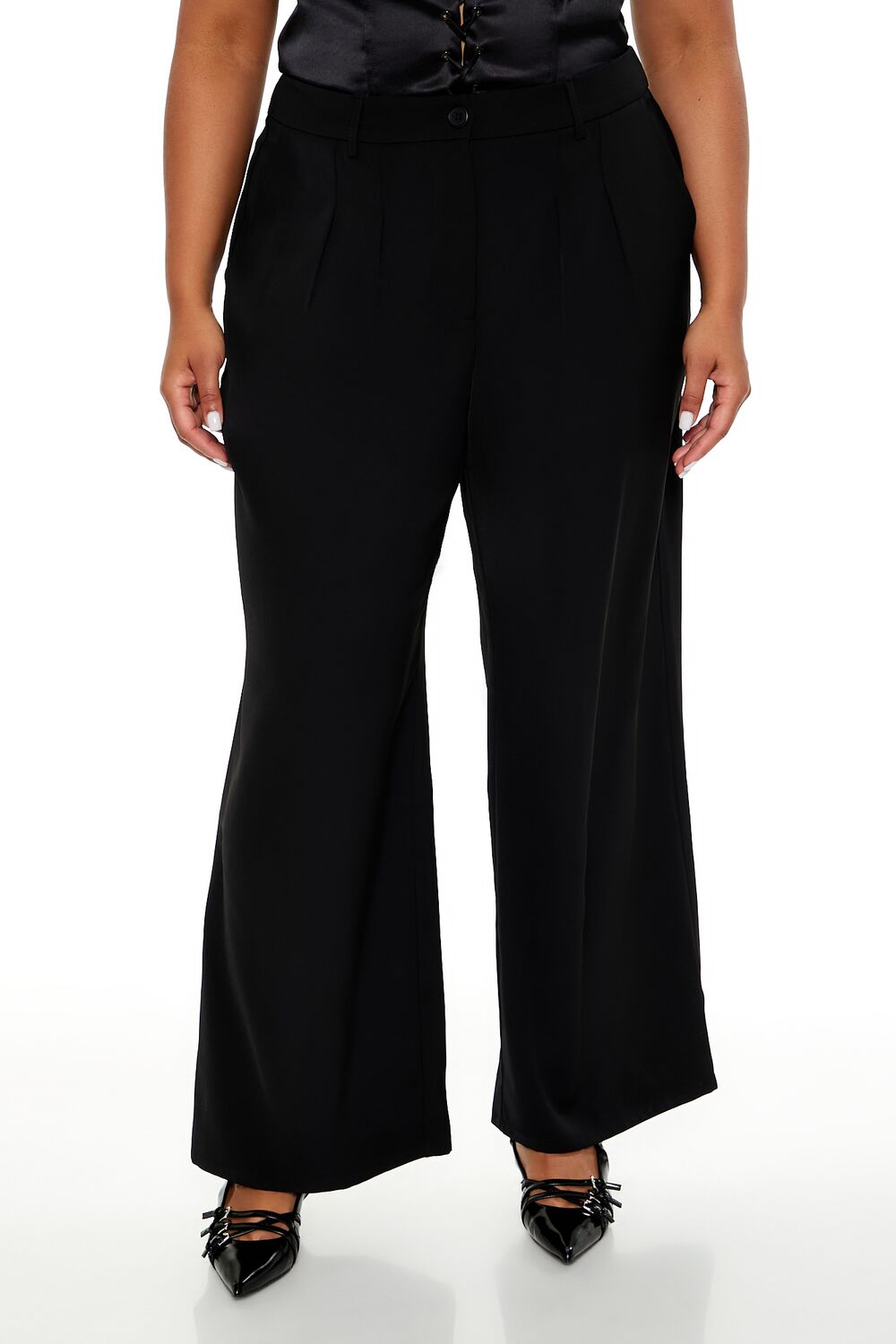 Plus Size Wide-Leg Trouser Pants in Black