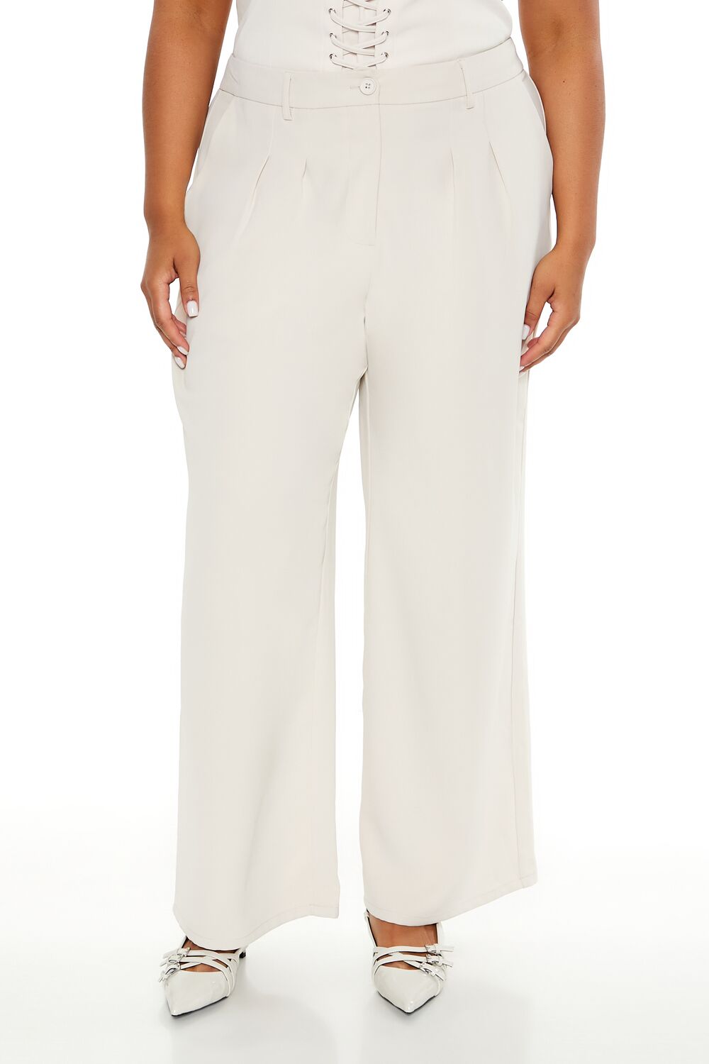  Forever 21 Plus Size Wide-Leg Trouser Pants - black - Bonton