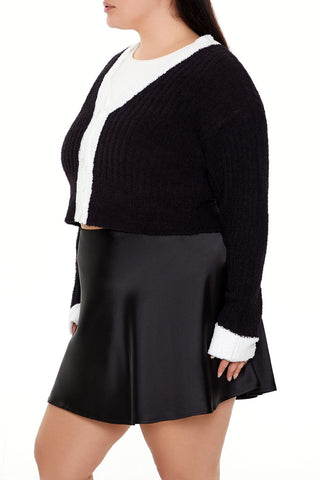 Plus Size Two-Tone Cardigan Sweater