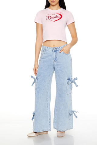 Delulu Sweater-Knit Crop Top