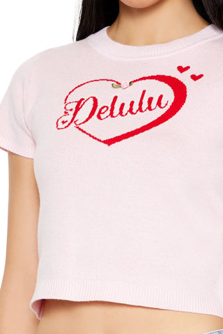 Delulu Sweater-Knit Crop Top