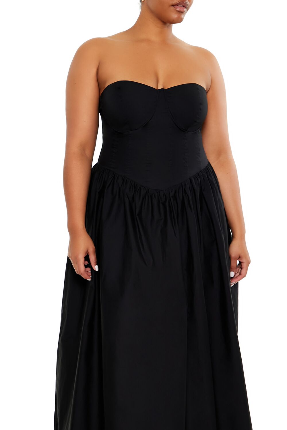  Forever 21 Plus Size Sweetheart Midi Dress - black-swatch - Bonton