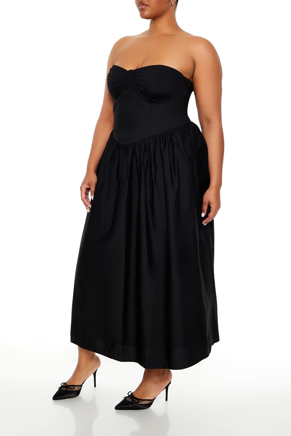  Forever 21 Plus Size Sweetheart Midi Dress - black-swatch - Bonton