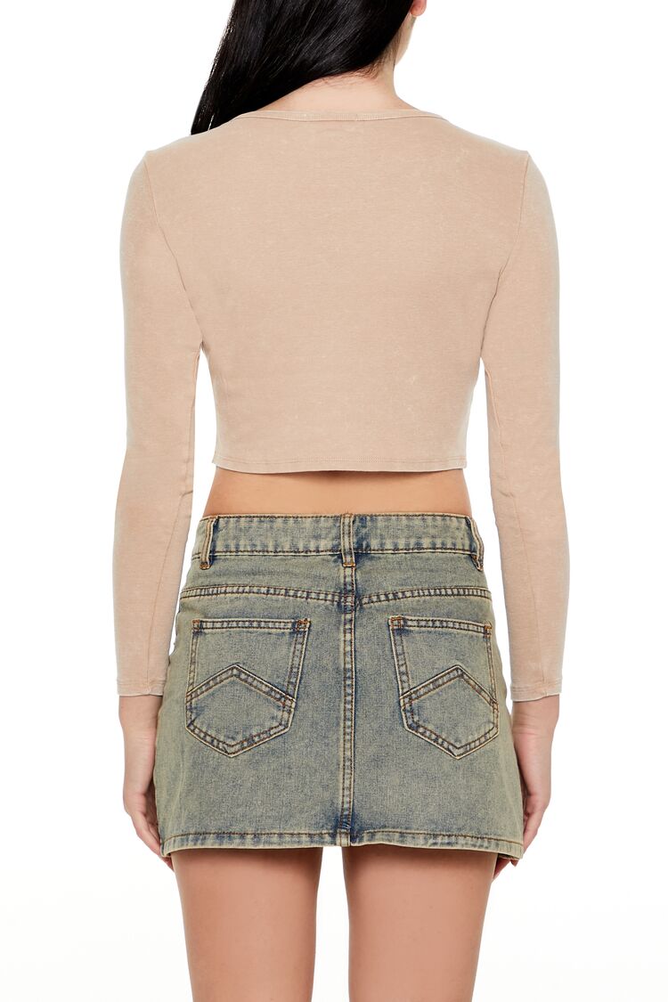  Forever 21 Los Angeles V-Cut Cropped Tee - brown - Bonton