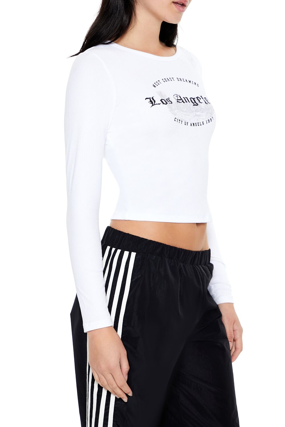  Forever 21 Los Angeles Cropped Tee - white multi - Bonton