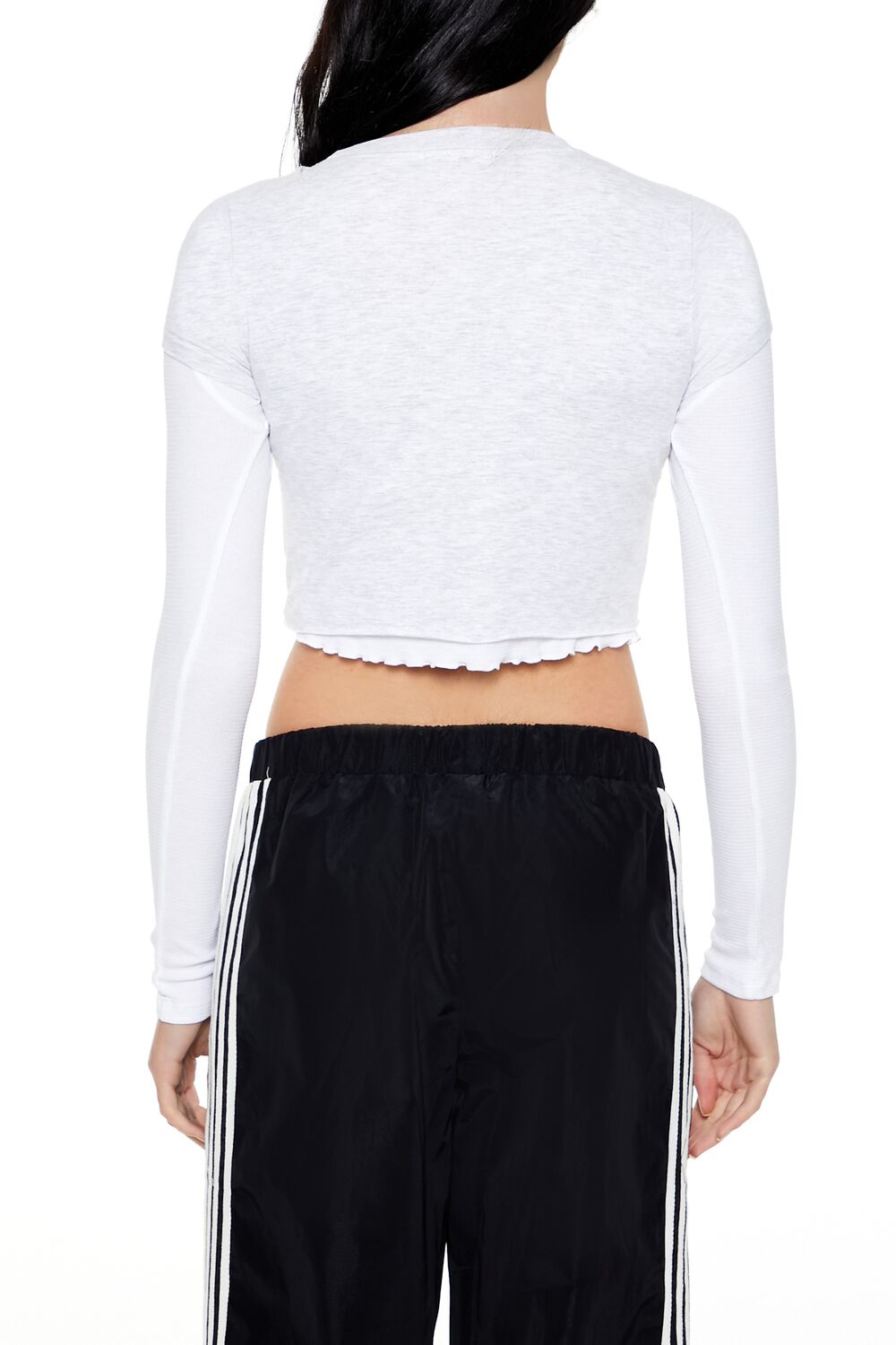 Forever 21 New York 89 Cropped Combo Tee - white grey - Bonton