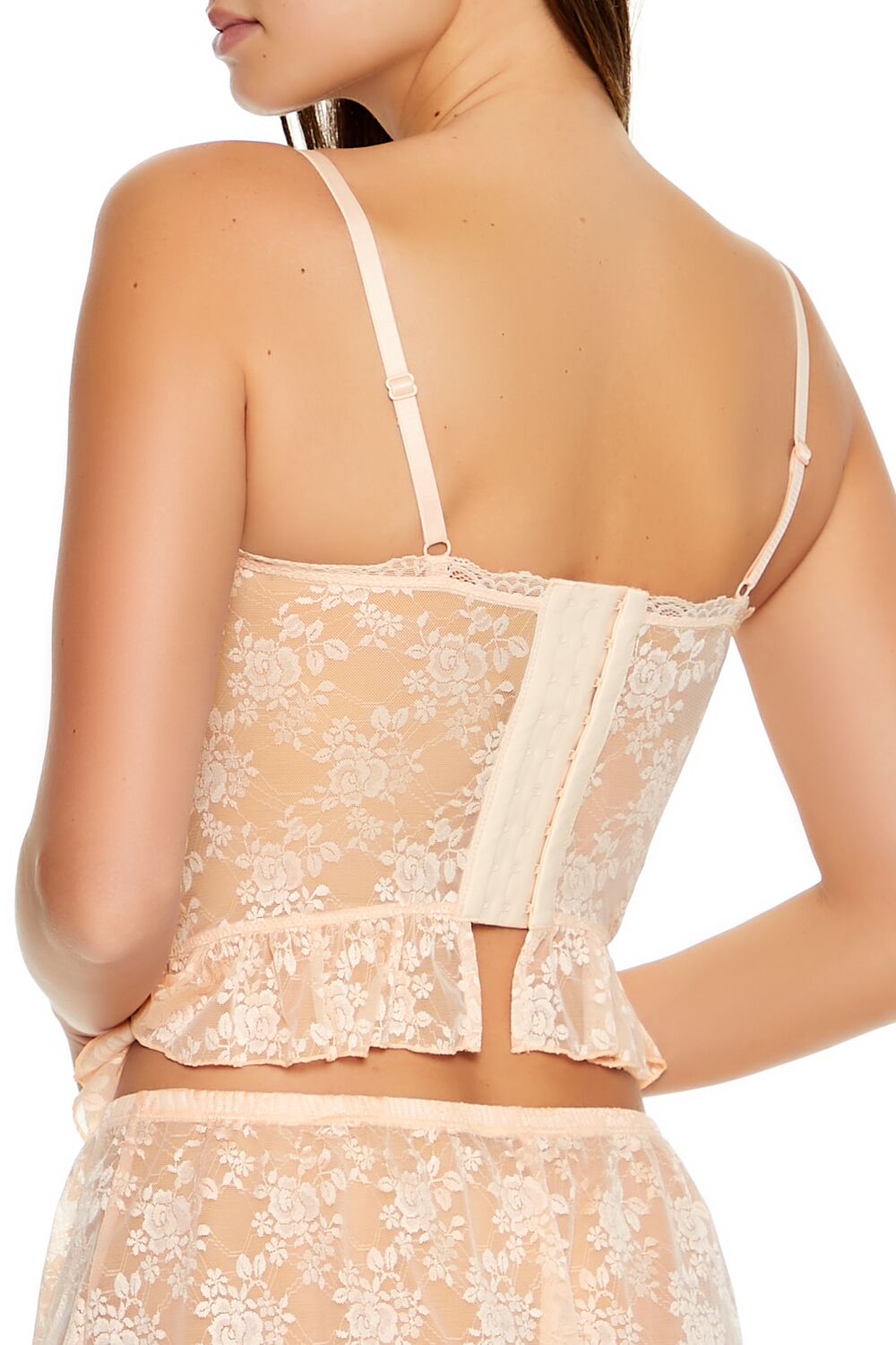  Forever 21 Sheer Lace Lingerie Corset Cami - pink - Bonton