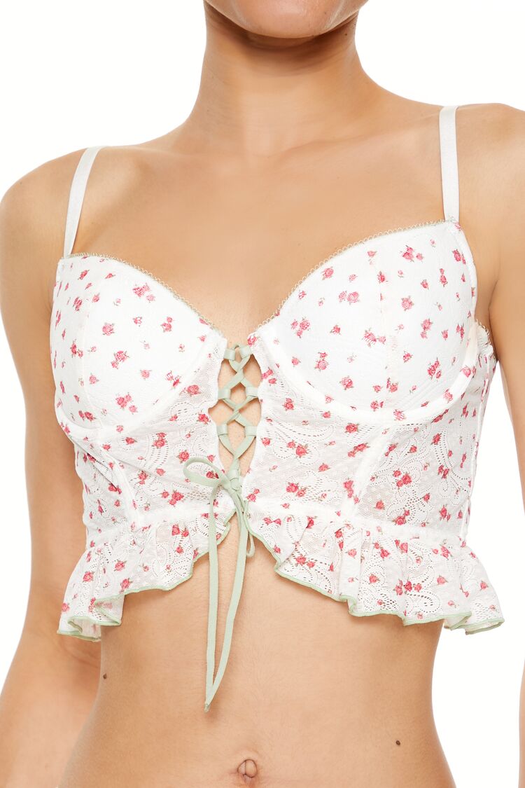  Forever 21 Rose Lingerie Corset Cami - vanilla-multi - Bonton
