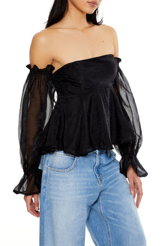 Chiffon Off-the-Shoulder Top