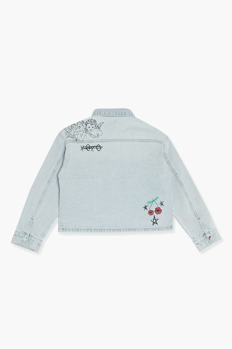  Forever 21 Girls Cupid Patch Denim Jacket (Kids) - light-denim - Bonton
