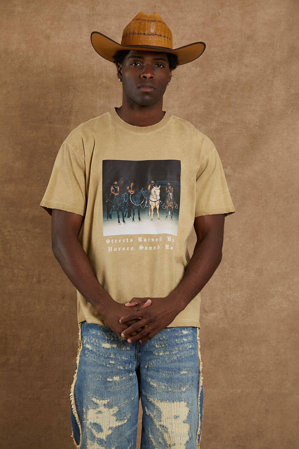  Forever 21 Unisex Compton Cowboys Graphic Tee - tan multi - Bonton