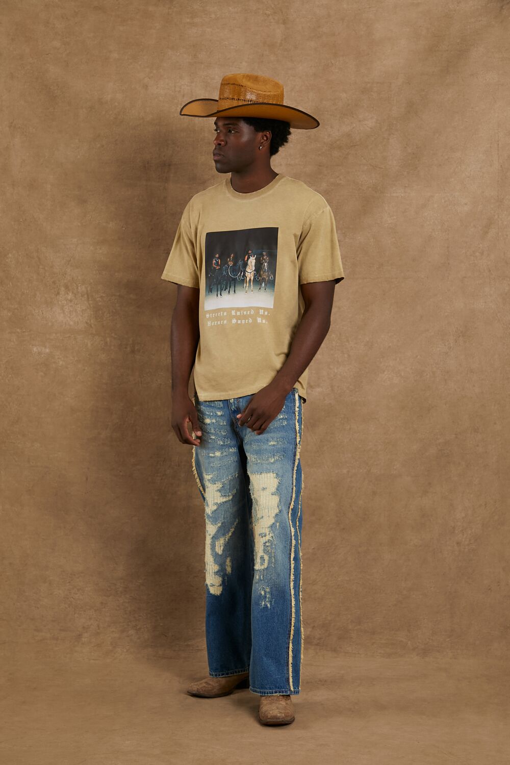  Forever 21 Unisex Compton Cowboys Graphic Tee - tan multi - Bonton