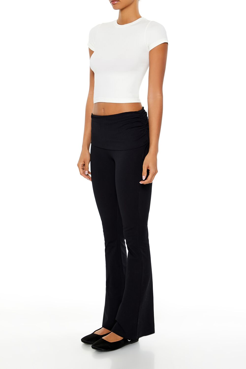  Forever 21 Drawstring Flare Leggings - black - Bonton