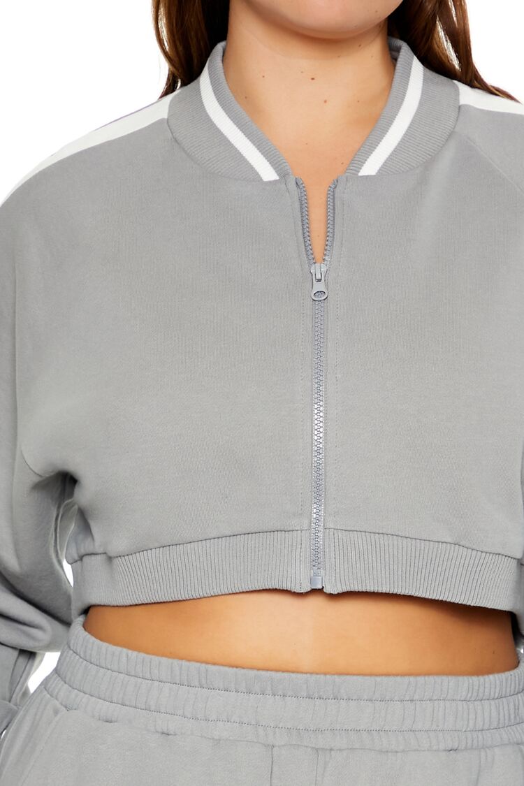  Forever 21 Plus Size Active Striped Jacket - harbor grey white - Bonton