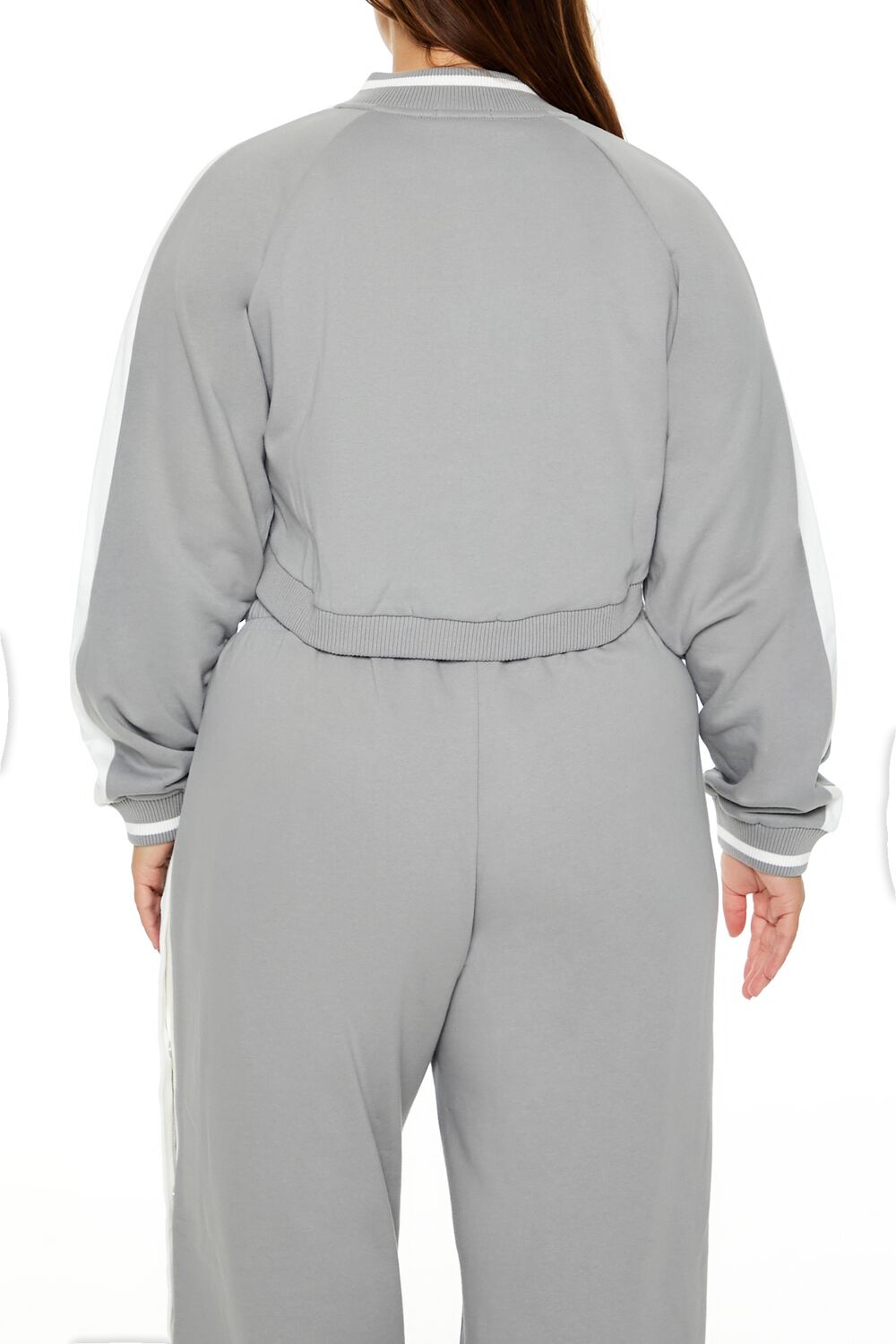  Forever 21 Plus Size Active Striped Jacket - harbor grey white - Bonton