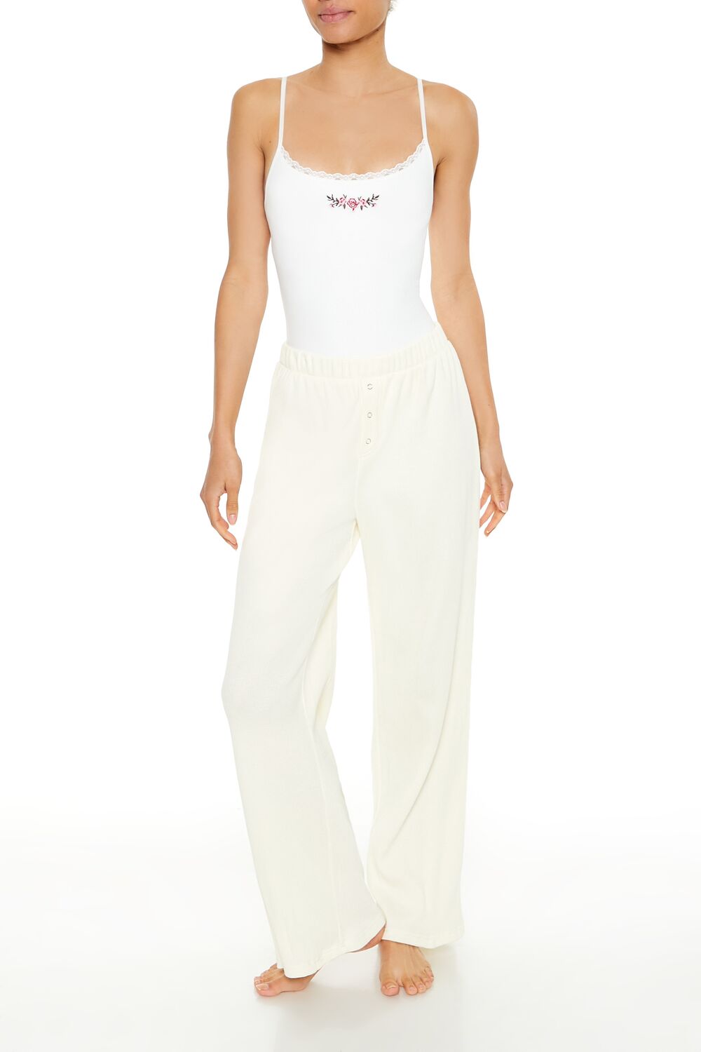  Forever 21 Seamless Rose Lingerie Bodysuit - white - Bonton
