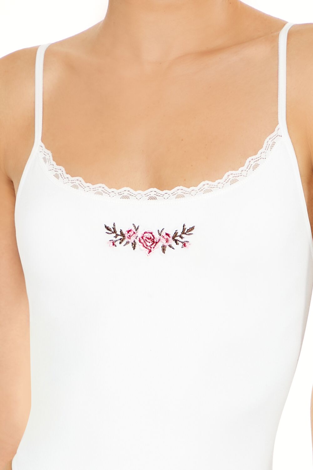  Forever 21 Seamless Rose Lingerie Bodysuit - white - Bonton