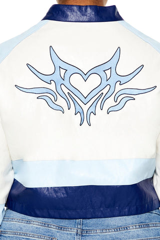 Plus Size Flaming Heart Moto Jacket