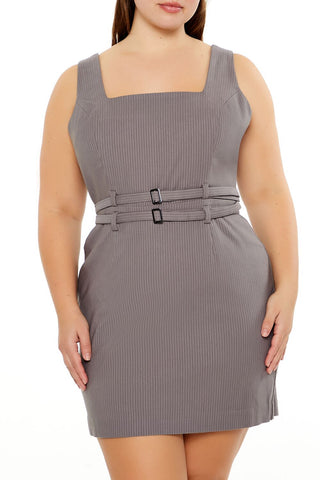 Plus Size Pinstriped Mini Dress