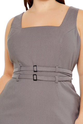Plus Size Pinstriped Mini Dress