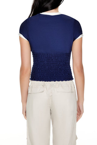 Smocked Ringer LA Cropped Tee