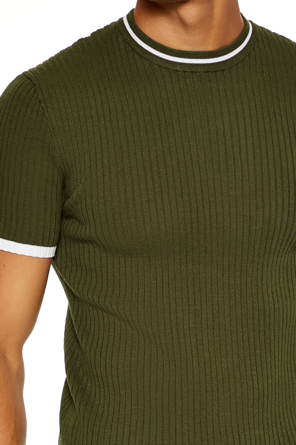  Forever 21 Sweater-Knit Ringer Tee - olive white - Bonton