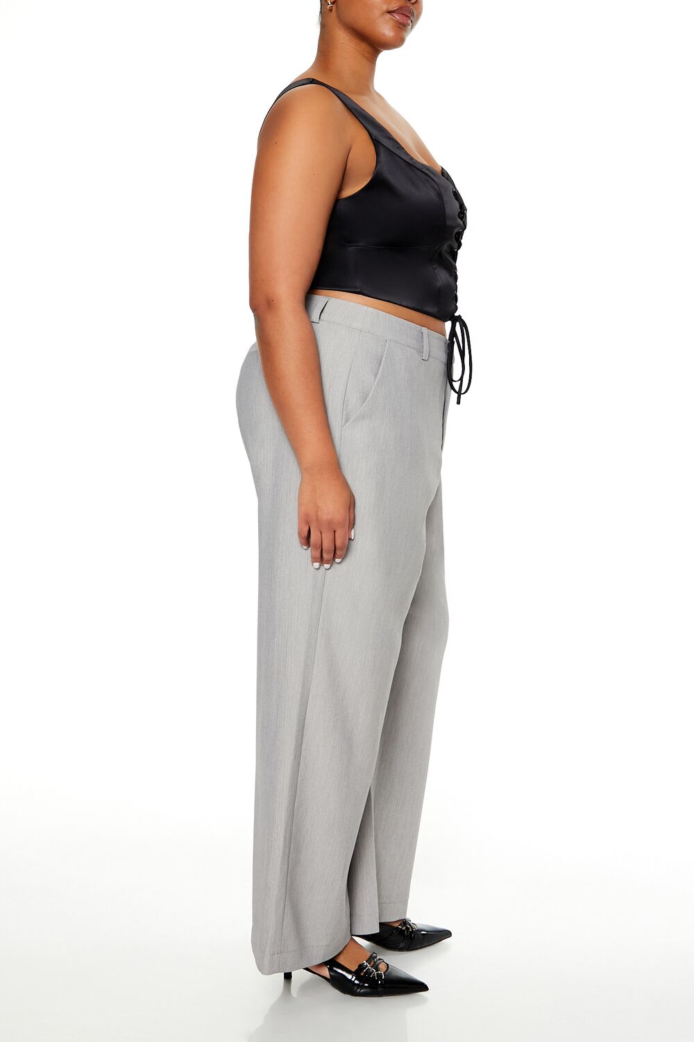  Forever 21 Plus Size Wide-Leg Pants - grey - Bonton