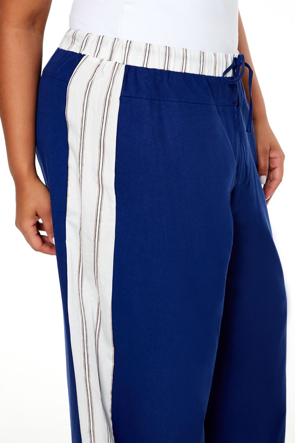  Forever 21 Plus Size Striped Wide-Leg Pants - blue-white - Bonton