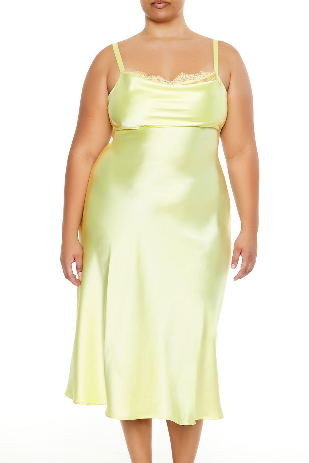  Forever 21 Plus Size Satin Cutout Midi Dress - yellow-cream-swatch - Bonton