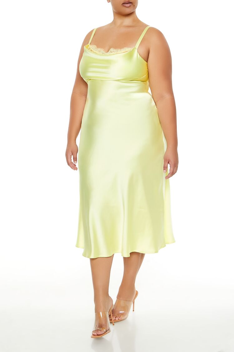  Forever 21 Plus Size Satin Cutout Midi Dress - yellow-cream-swatch - Bonton
