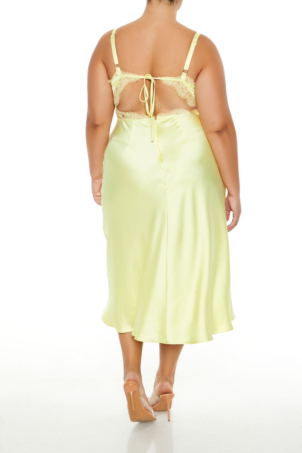  Forever 21 Plus Size Satin Cutout Midi Dress - yellow-cream-swatch - Bonton