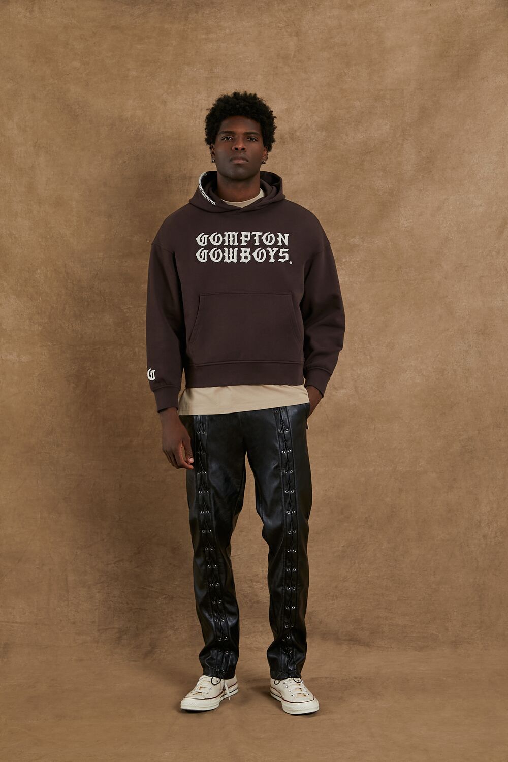  Forever 21 Unisex Compton Cowboys Graphic Hoodie - brown multi - Bonton