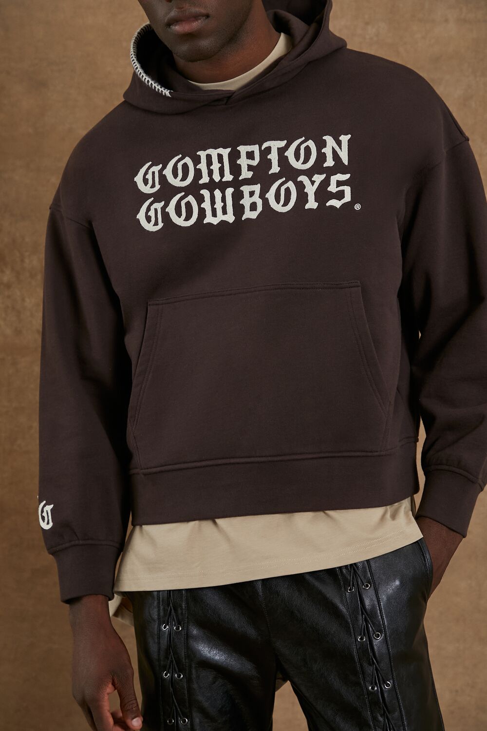  Forever 21 Unisex Compton Cowboys Graphic Hoodie - brown multi - Bonton