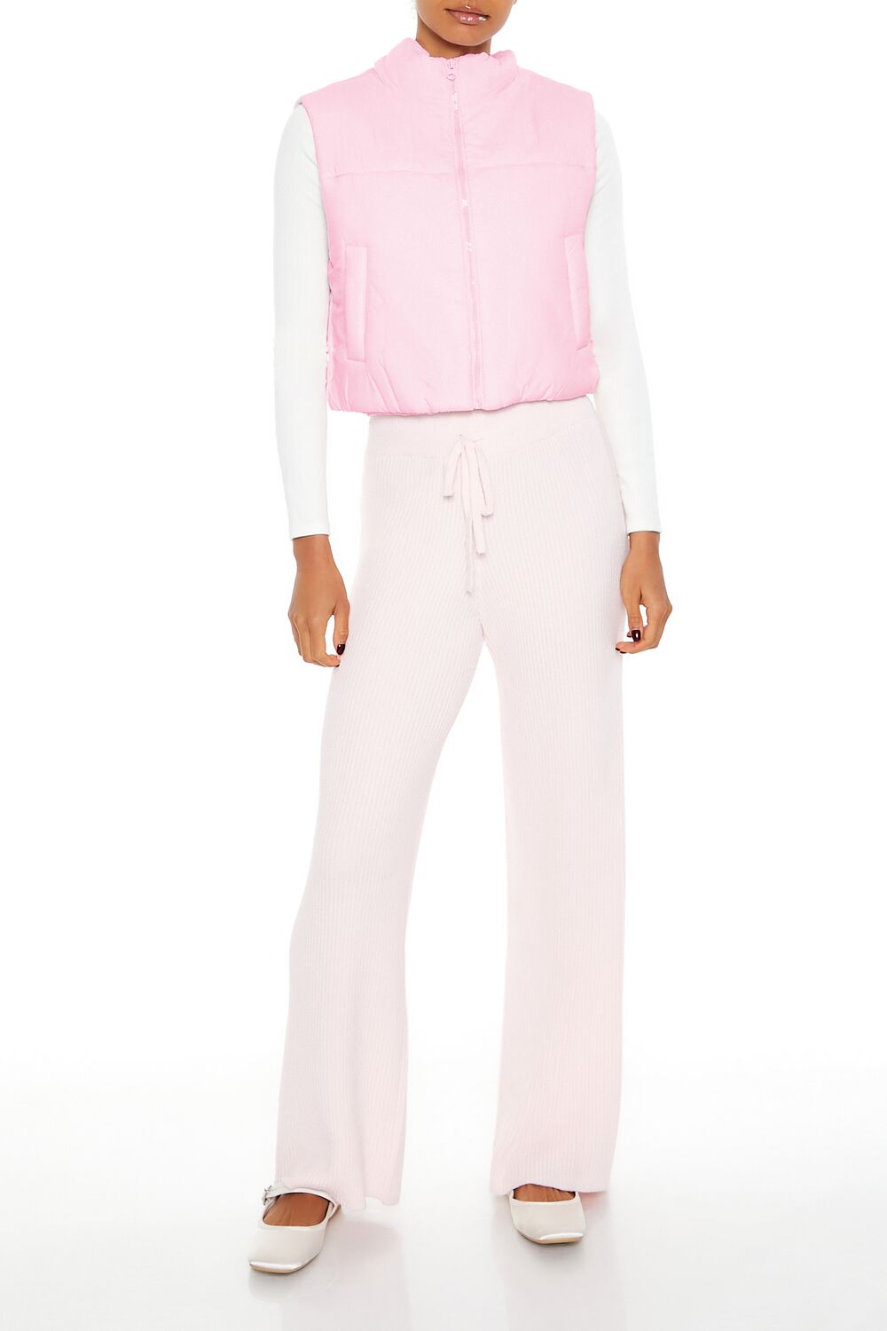  Forever 21 Quilted Cropped Puffer Vest - desert-sand-swatch - Bonton