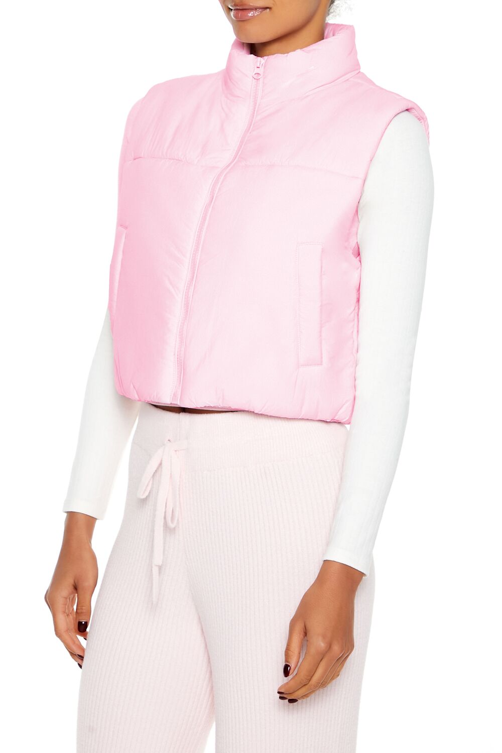  Forever 21 Quilted Cropped Puffer Vest - desert-sand-swatch - Bonton